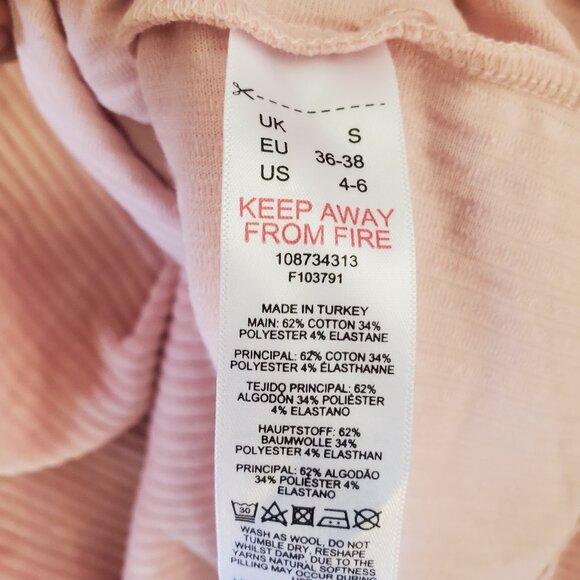 NWoT Topshop Women's Pink Ribbed Half Zip Jacket Size 4-6 US/ Small UK - Picture 3 of 5